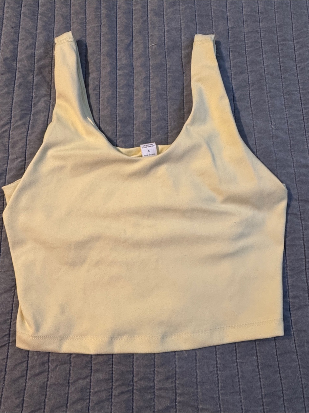 Yogalicious Light Yellow Scoop Neck Crop Tank